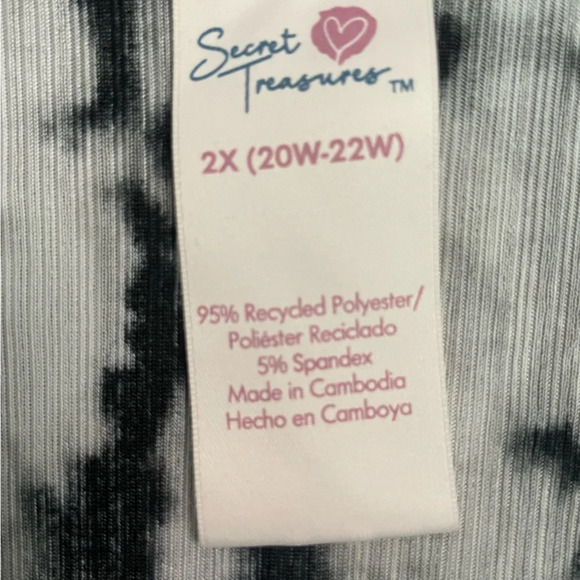 Secret Treasures Tie-Dye Tank Top 2X Black & White Sleeveless Adjustable Straps - Picture 5 of 8